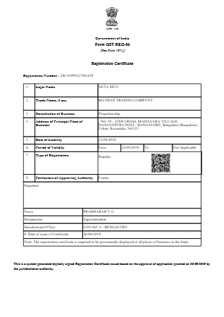 Authorized Dealer Certificate